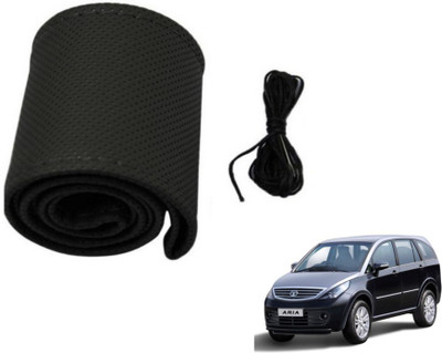 MOCKHE Hand Stiched Steering Cover For Tata Aria(Black, Leatherite)