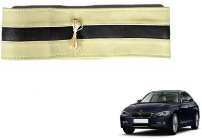 MOCKHE Hand Stiched Steering Cover For BMW 520d(Beige, Black, Leatherite)
