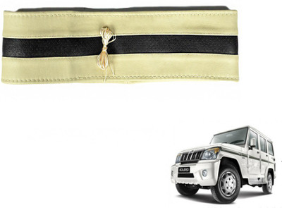 MOCKHE Hand Stiched Steering Cover For Mahindra Bolero(Beige, Black, Leatherite)