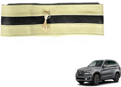 MOCKHE Hand Stiched Steering Cover For BMW X5(Beige, Black, Leatherite)