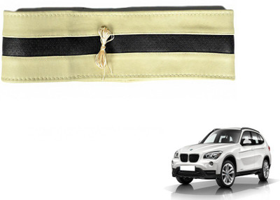 MOCKHE Hand Stiched Steering Cover For BMW X1(Beige, Black, Leatherite)