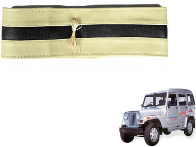 MOCKHE Hand Stiched Steering Cover For Mahindra Marshal(Beige, Black, Leatherite)