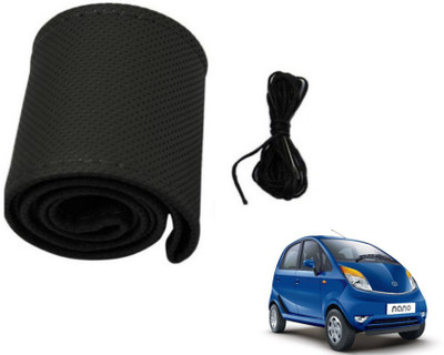 MOCKHE Hand Stiched Steering Cover For Tata Nano(Black, Leatherite)