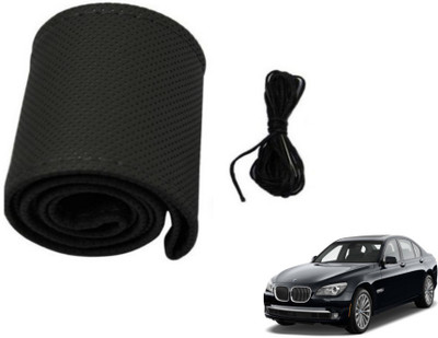 MOCKHE Hand Stiched Steering Cover For BMW 7 Series(Black, Leatherite)