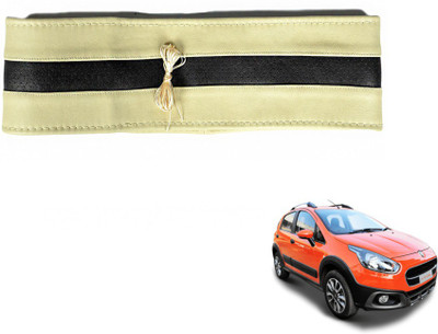 MOCKHE Hand Stiched Steering Cover For Fiat Avventura(Beige, Black, Leatherite)
