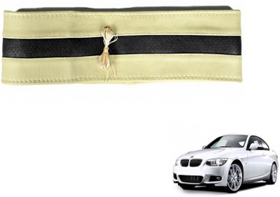 MOCKHE Hand Stiched Steering Cover For BMW 320D(Beige, Black, Leatherite)