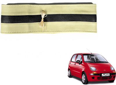 MOCKHE Hand Stiched Steering Cover For Daewoo Matiz(Beige, Black, Leatherite)
