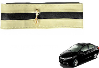 MOCKHE Hand Stiched Steering Cover For Honda City(Beige, Black, Leatherite)