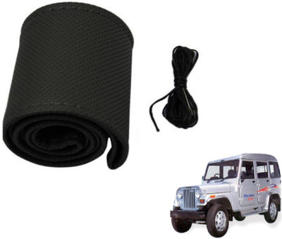 MOCKHE Hand Stiched Steering Cover For Mahindra Marshal(Black, Leatherite)