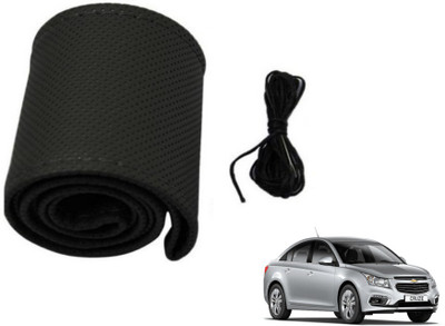 MOCKHE Hand Stiched Steering Cover For Chevrolet Cruze(Black, Leatherite)