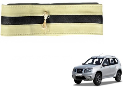 MOCKHE Hand Stiched Steering Cover For Nissan Terrano(Beige, Black, Leatherite)