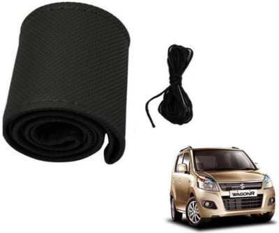 MOCKHE Hand Stiched Steering Cover For Maruti WagonR(Black, Leatherite)