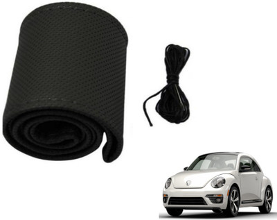 MOCKHE Hand Stiched Steering Cover For Volkswagen Beetle(Black, Leatherite)