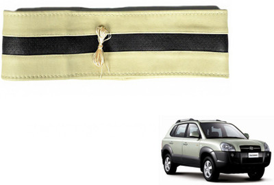 MOCKHE Hand Stiched Steering Cover For Hyundai Tucson(Beige, Black, Leatherite)