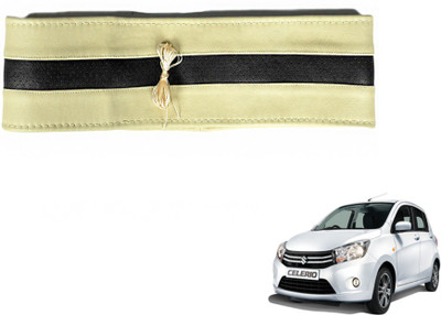 MOCKHE Hand Stiched Steering Cover For Maruti Celerio(Beige, Black, Leatherite)