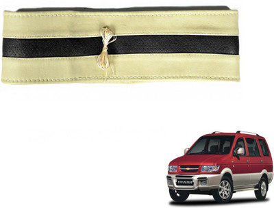MOCKHE Hand Stiched Steering Cover For Chevrolet Tavera(Beige, Black, Leatherite)