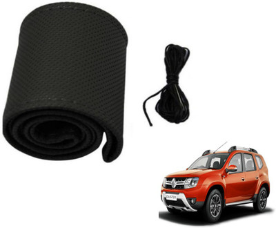 MOCKHE Hand Stiched Steering Cover For Renault Duster(Black, Leatherite)