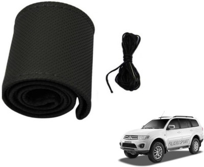 MOCKHE Hand Stiched Steering Cover For Mitsubishi Pajero Sport(Black, Leatherite)