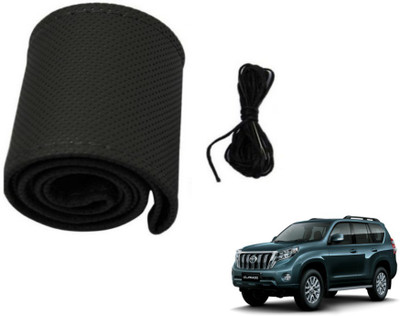 MOCKHE Hand Stiched Steering Cover For Toyota Land Cruiser Prado(Black, Leatherite)