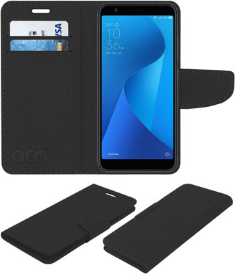 ACM Flip Cover for Asus Zenfone Max Plus M1(Black, Cases with Holder, Pack of: 1)