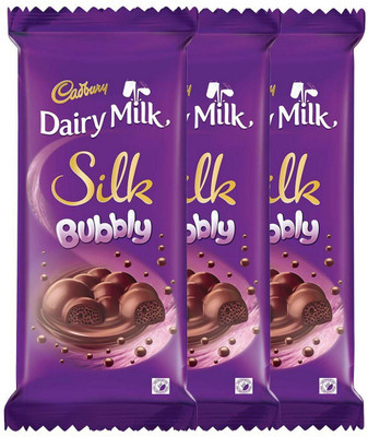 Cadbury Dairy Milk Silk Bubbly Chocolate Bars(Pack of 3, 360 g)