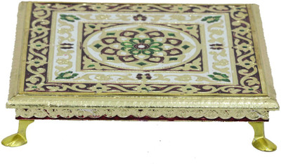 

Apkamart Handcrafted Minakari Bajot - 12 Inch - Religious Article for all Festivals Wooden All Purpose Chowki(Multicolor, Pack of 1)