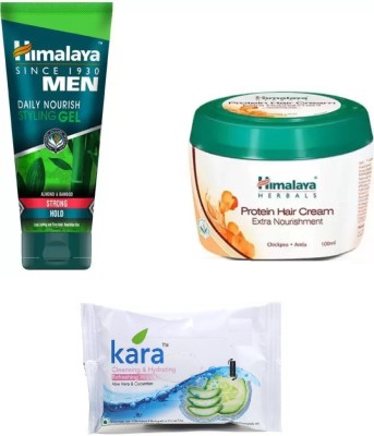 

Himalaya Protein Hair Cream, Men Daily Nourish Styling Gel, cleansing and hydrating wipes(Set of 3)