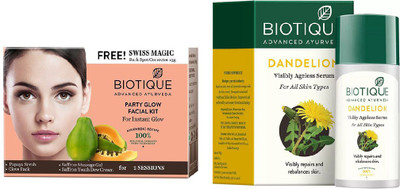 

BIOTIQUE BIO Bio Party Glow Facial Kit, Bio Dandelion Ageless Lightening Serum(Set of 2)