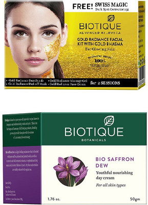 

BIOTIQUE BIO Gold Radiance Facial Kit, Bio Saffron Dew Youthful Nourishing Day Cream(Set of 2)