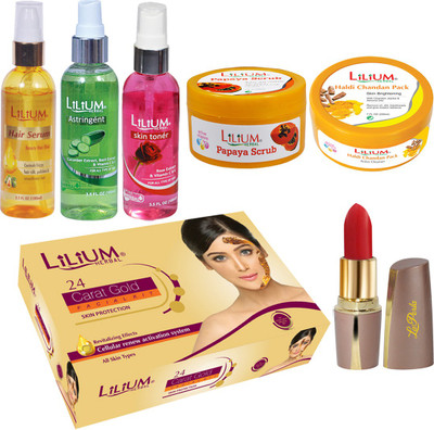 LILIUM Super Saving Skin Care Combo Pack With Moisturizing Lipstick(7 Items in the set)