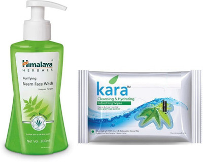 

Himalaya Neem Face Wash, kara skin care wipes(Set of 2)