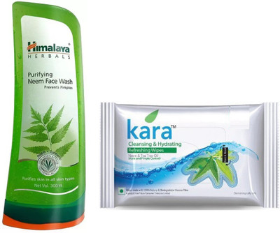 

Himalaya Purifying Neem Face Wash, kara skin care wipes(Set of 2)