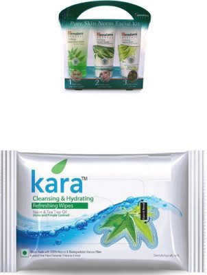 

Himalaya PURE SKIN NEEM FACIAL KIT, kara skin care wipes(Set of 2)