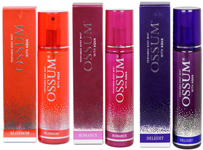 

OSSUM DELIGHT PERFUME 190 ML+ROMANCE PERFUME 190 ML+BLOSSOM PERFUME 190 ML Body Mist - For Men & Women(190 ml, Pack of 3)