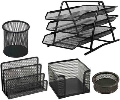 

Chrome 5 Pcs Metal Mesh T3577 Office Set(Black)