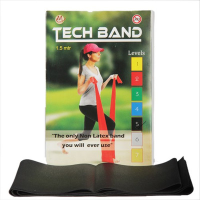 

TECHBAND Latex Free Level 5 Black Exercise Band Resistance Band(Black)