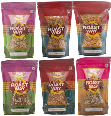 

Roast Way Foods Seed Mix & Sweet N Sour & Wheat Flakes & Aloo Laccha & Beej Masoor & Chana Hing Jeera Roasted Namkeen Combo(1200)