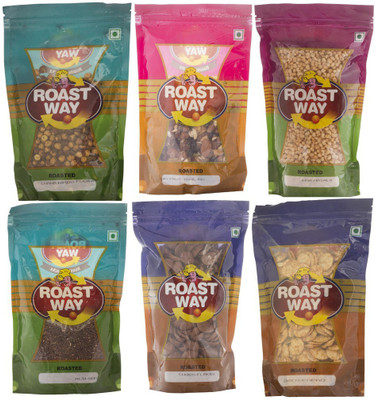 

Roast Way Foods Chana Nimbu Podina & Choco Flakes & Disco Papad & Dry Fruit Trail Mix & Flax Seed & Jwar Masala Roasted Namkeen Combo(1200)