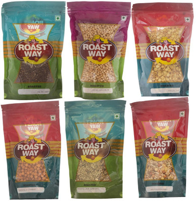 

Roast Way Foods Flax Seed & Jwar Masala & Malai Jor Garam & Masala Chana & Moong Jor Garam & Navratan Mix Roasted Namkeen Combo(1200)