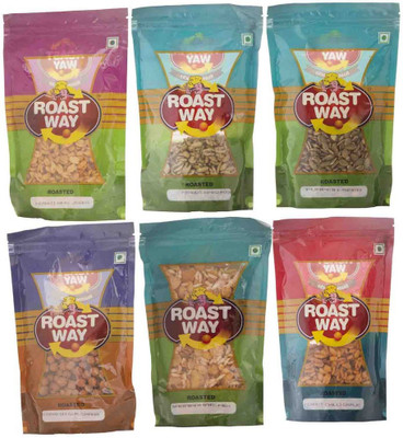 

Roast Way Foods Peanut Chilli Garlic & Peanut Hing Jeera & Peanut Nimbu Podina & Pumpkin Seed & Rudraksh Gur Chana & Sadabahar Mix Roasted Namkeen Combo(1200)
