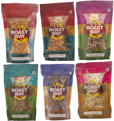 

Roast Way Foods Aloo Laccha & Beej Masoor & Chana Hing Jeera & Chana Jor Garam & Chana Nimbu Podina & Choco Flakes Roasted Namkeen Combo(1200)