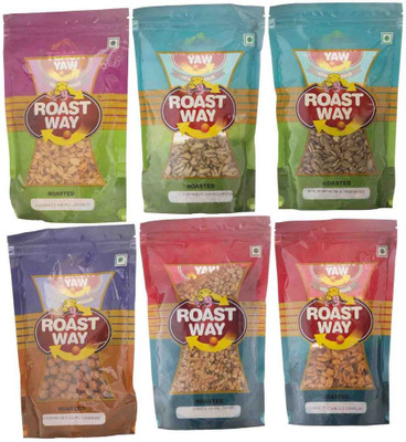 

Roast Way Foods Oats N Alsi Mix & Peanut Chilli Garlic & Peanut Hing Jeera & Peanut Nimbu Podina & Pumpkin Seed & Rudraksh Gur Chana Roasted Namkeen Combo(1200)