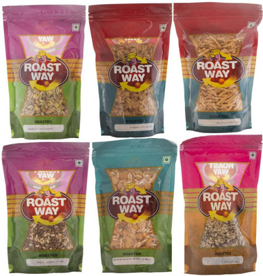

Roast Way Foods Sadabahar Mix & Seed Mix & Sweet N Sour & Wheat Flakes & Aloo Laccha & Beej Masoor Roasted Namkeen Combo(1200)