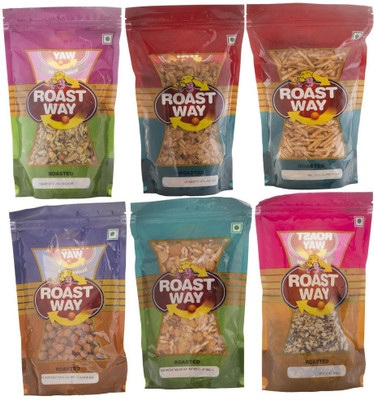 

Roast Way Foods Rudraksh Gur Chana & Sadabahar Mix & Seed Mix & Sweet N Sour & Wheat Flakes & Aloo Laccha Roasted Namkeen Combo(1200)