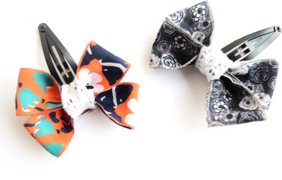 

Pretty Ponytails Day and Night Bow Orange Black White | Gift Set | Hair Bows | Hair Accessory Hair Clip(Orange, Black, White)