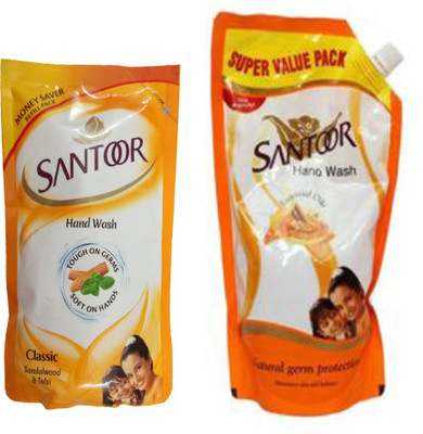 

santoor CLASSIC SANDALWOOD & TULSI HANDWASH 750 ML+CLASSIC SANDALWOOD & TULSI HANDWASH 180 ML(750 ml, Pouch, Pack of 2)