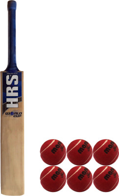 

HRS Basics Cricket Set - World Cup Kashmir Willow Cricket Bat (Size 5) And Pack Of 6 Maruti Spin Pressureless Cricket Ball Cricket Kit
