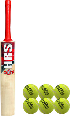 

HRS Basics Cricket Set - 20/20 Kashmir Willow Cricket Bat (Short Handle) And Pack Of 6 Supershot Cricket Tennis Ball Cricket Kit
