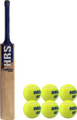 

HRS Basics Cricket Set - World Cup Kashmir Willow Cricket Bat (Size 4) And Pack Of 6 Hit Cricket Tennis Ball Cricket Kit