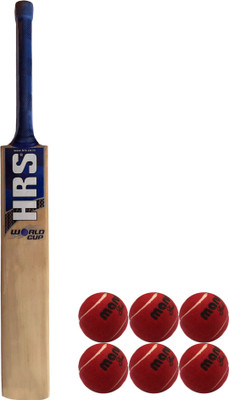

HRS Basics Cricket Set - World Cup Kashmir Willow Cricket Bat (Short handle) And Pack Of 6 Maruti Spin Pressureless Cricket Ball Cricket Kit
